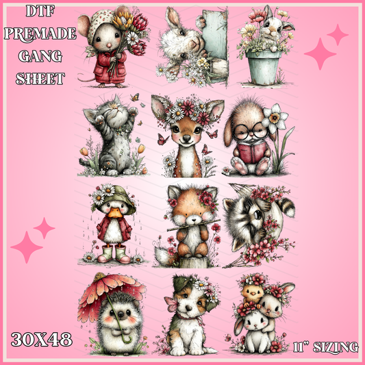 Whimsical Animals - 30x48 - PREMADE GANG SHEET