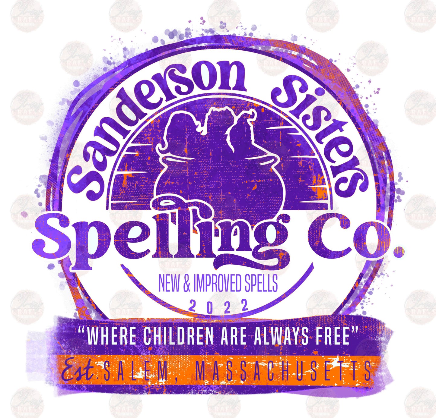 Witch Sisters Spelling Co Purple Transfer