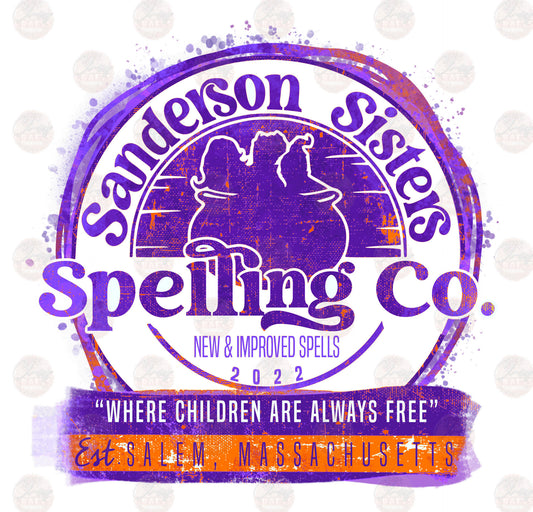Witch Sisters Spelling Co Purple - Sublimation Transfer