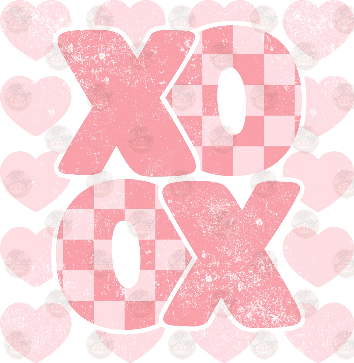 XOXO Distressed Pink Transfer