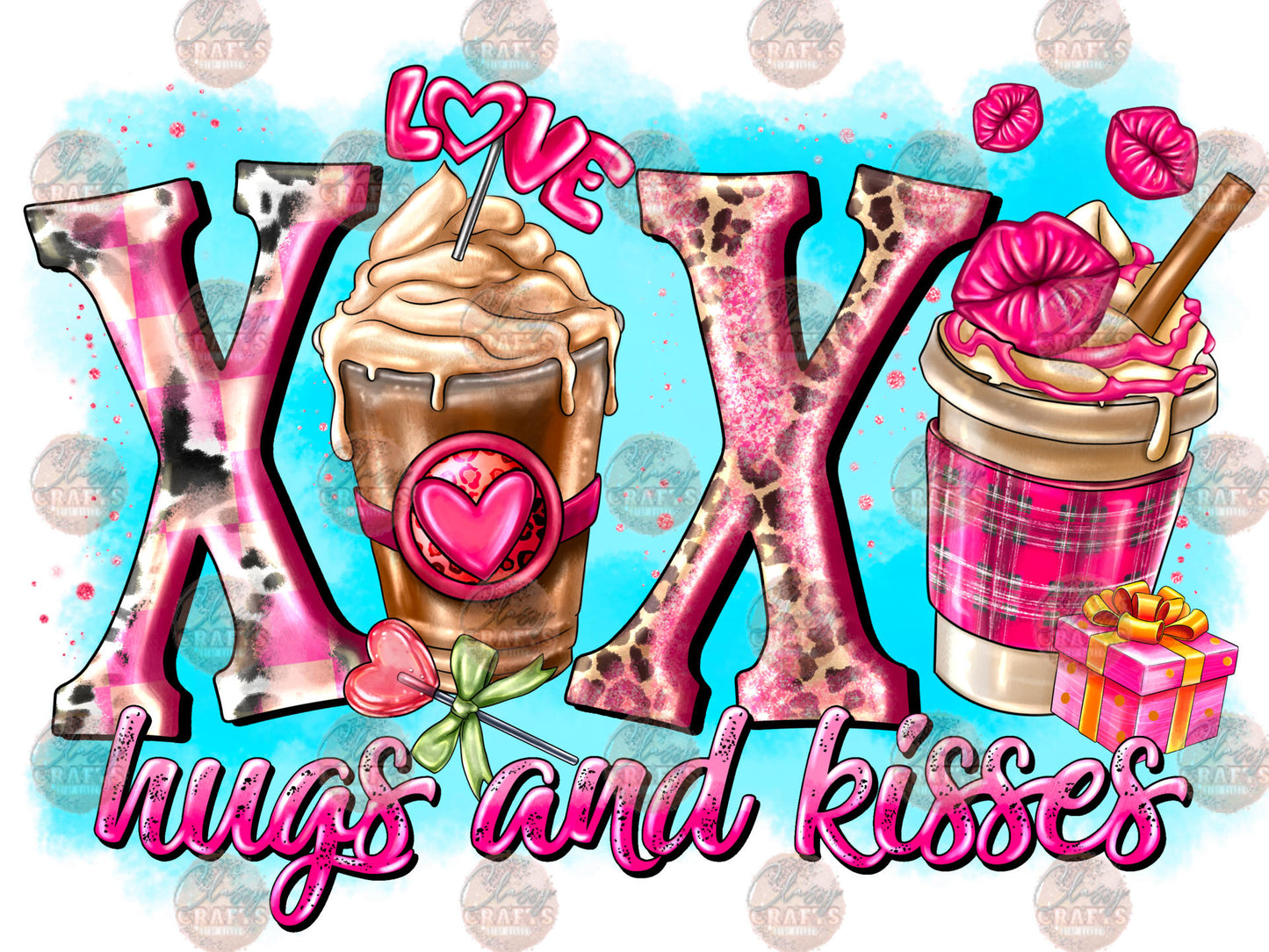 Xoxo Hugs And Kisses Coffee Cups Transfer