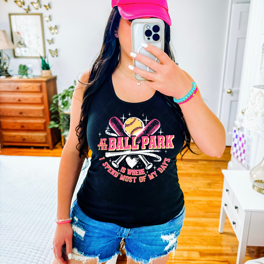 At The Ballpark Softball Pink Transfer