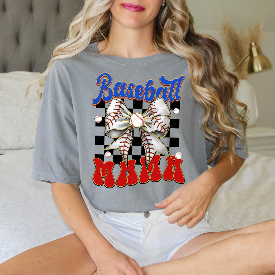 Baseball Mama Checkered Coquette Transfer