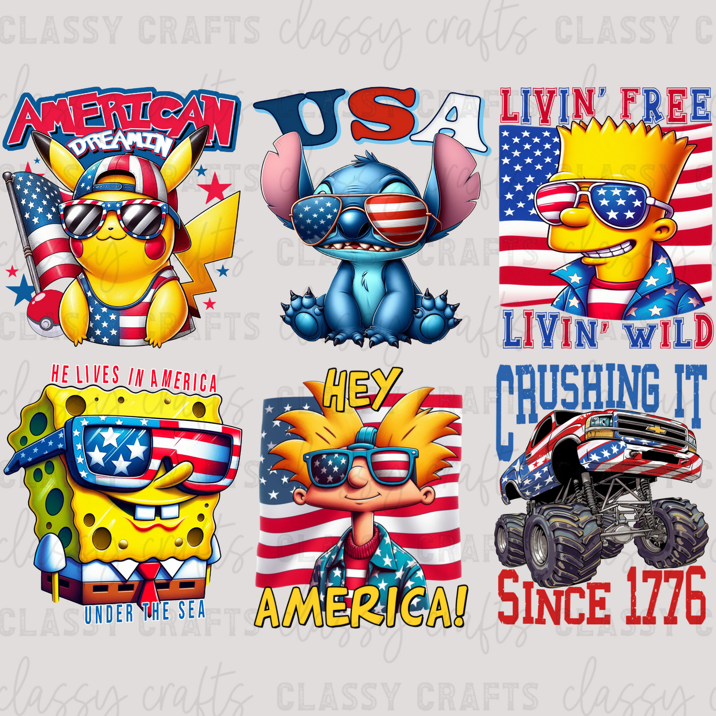 USA CARTOON  - 30x24 -PREMADE GANG SHEET