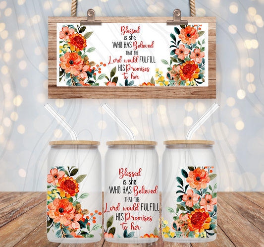 Blessed Is She 16oz Libbey Wrap