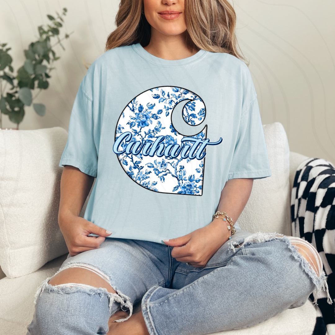 Blue Floral CH Transfer