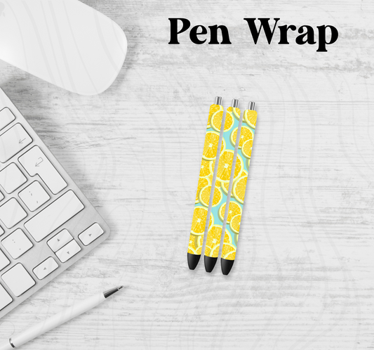 Blue Lemon Pen Wrap Transfer