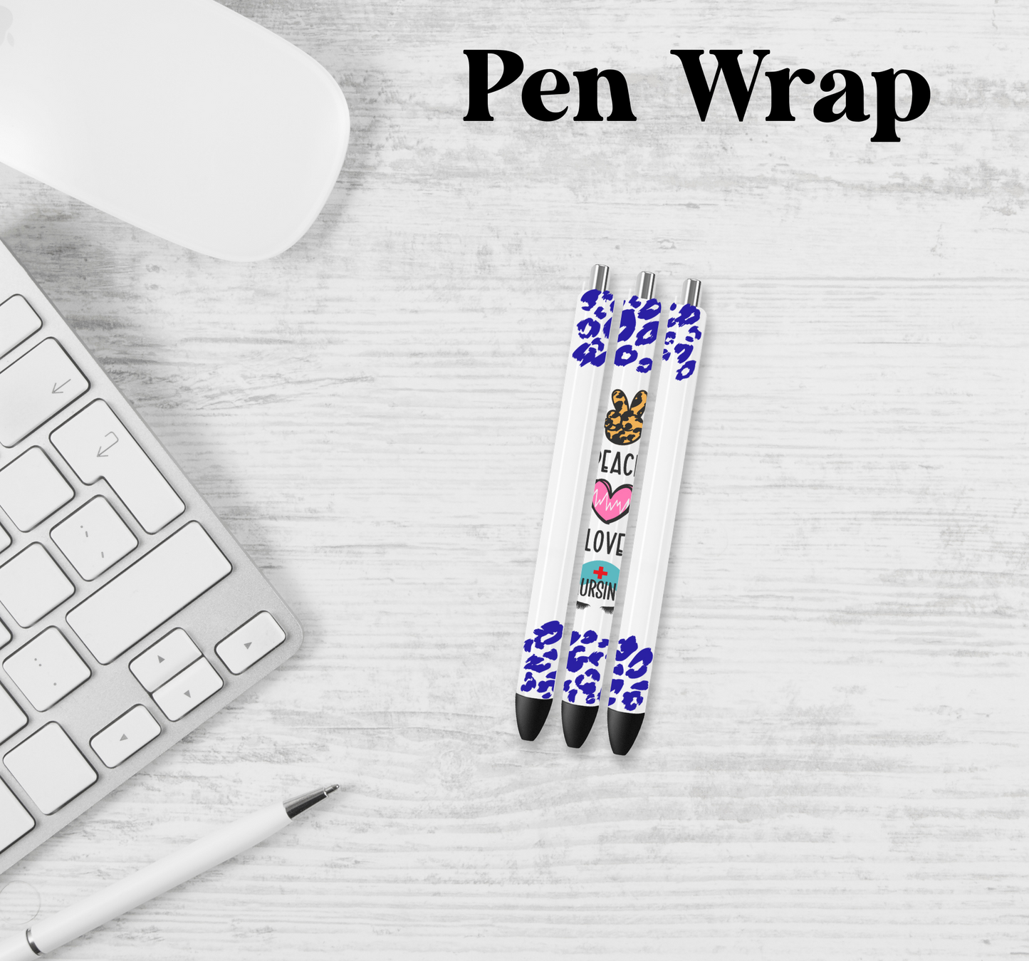 Blue Peace Love Nursing Pen Wrap Transfer