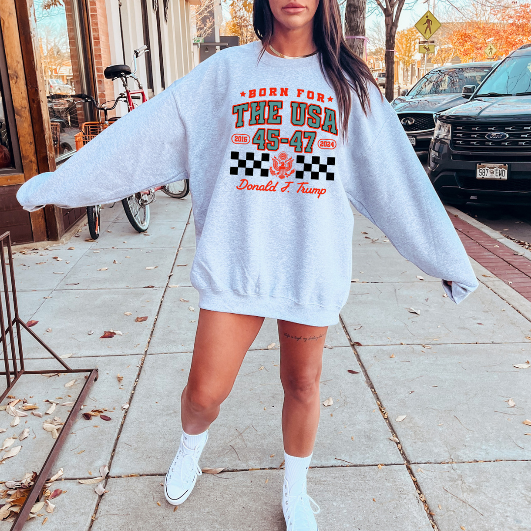 Born For The USA Red Black Checkered Transfer