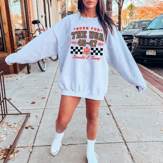 Born For The USA Red Black Checkered Transfer