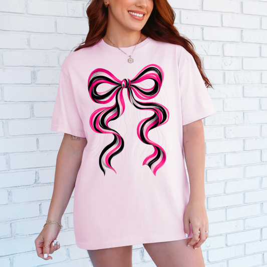 Bright Pink Black Long Bow Transfer
