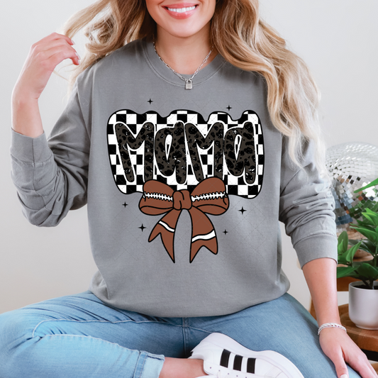 Checkered Football Mama Coquette Transfer