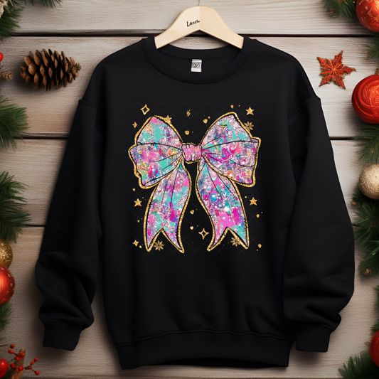 Colorful Coquette With Gold Snowflakes Transfer