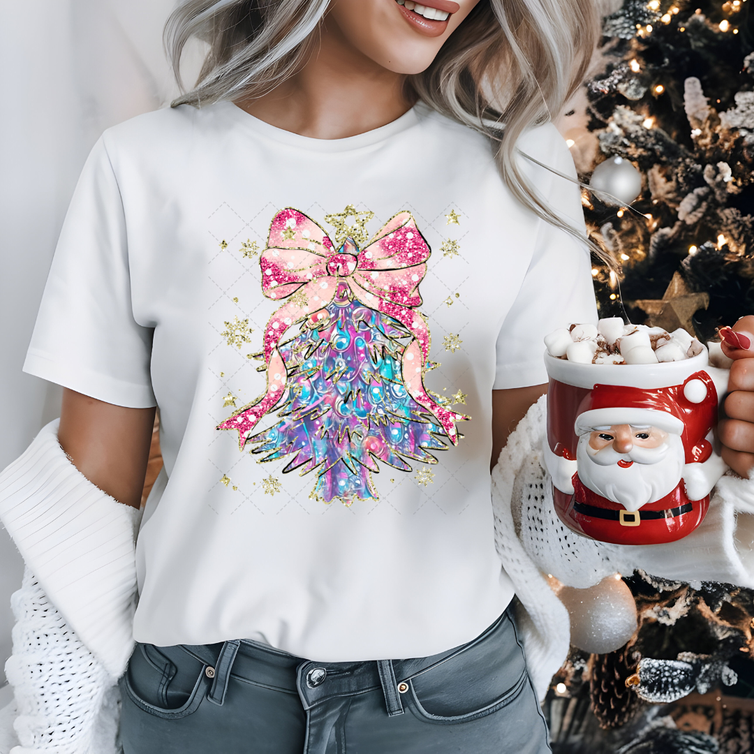 Colorful Glitter Christmas Tree Transfer