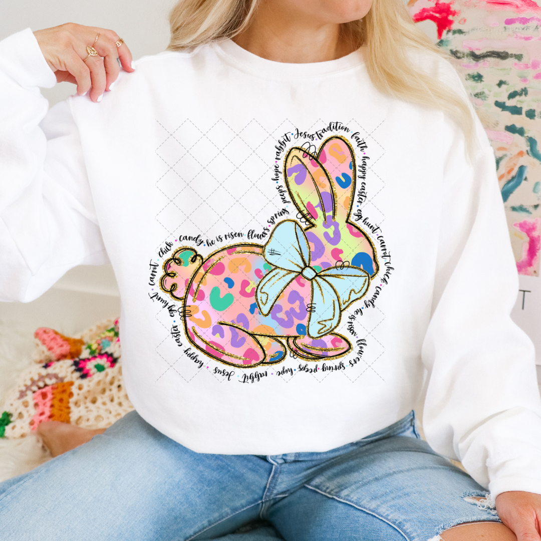 Colorful Leopard Bunny Transfer