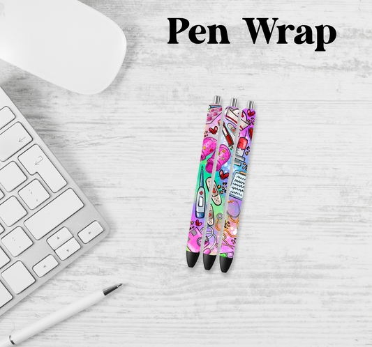 Colorful Nurse Pen Wrap Transfer