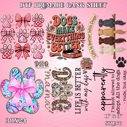 Dog Mama - 30x24 - PREMADE GANG SHEET