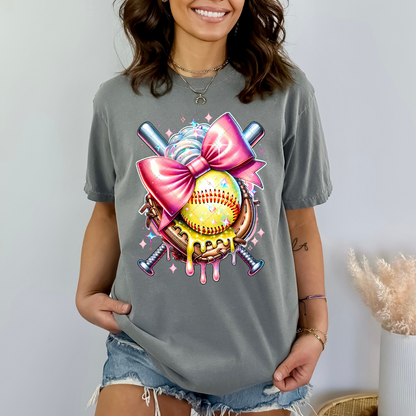 Drip Softball Bow Transfer