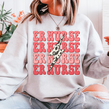 ER Nurse Cow Lightning Bolt Transfer