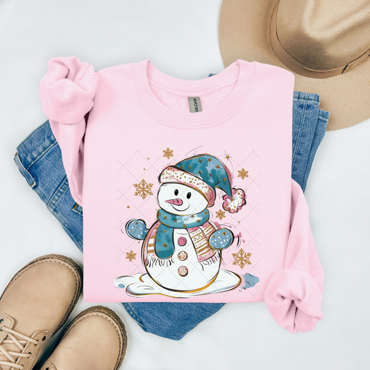 Faux Glitter Snowman Transfer