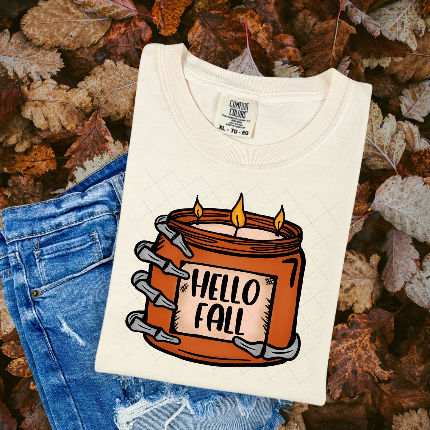 Hello Fall Skelly Candle Transfer