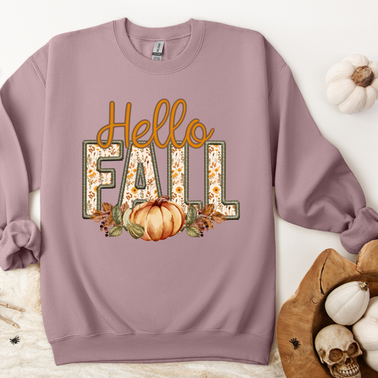 Faux Embroidery Hello Fall Transfer