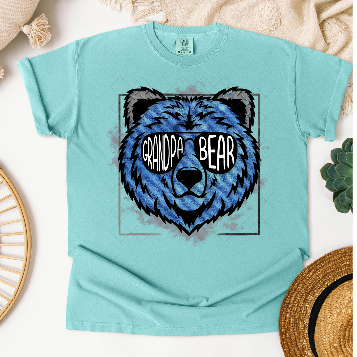 Grandpa Bear Blue Transfer