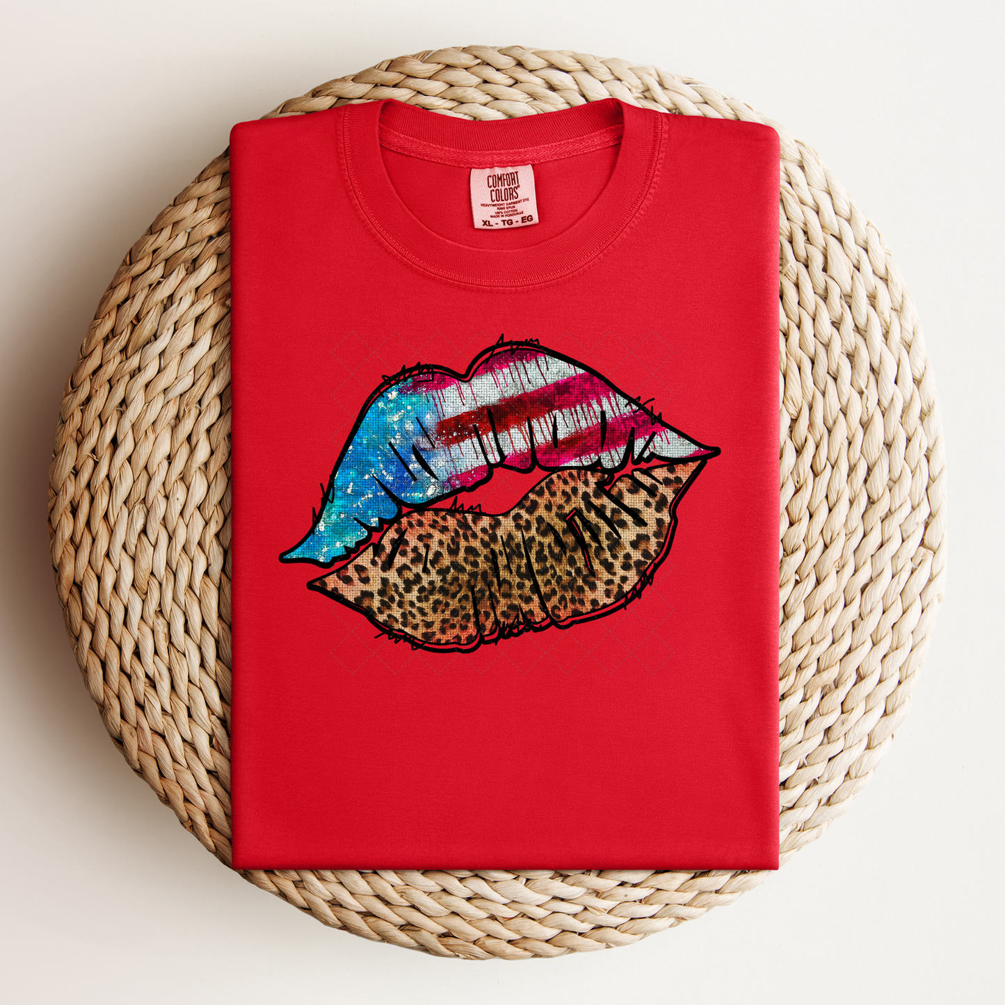 Americana Cheetah Lips Transfer