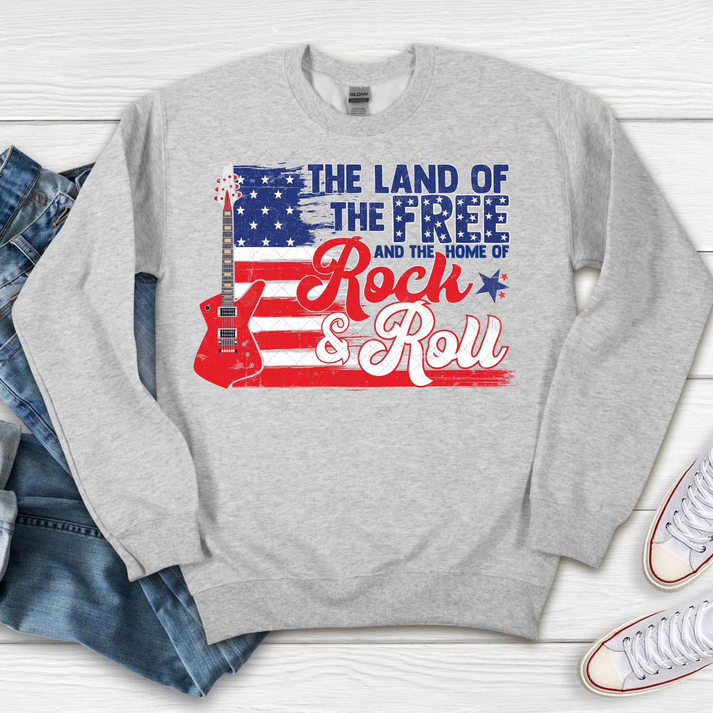 Land Of Free Home Of Rock-n-Roll Distressed Transfer