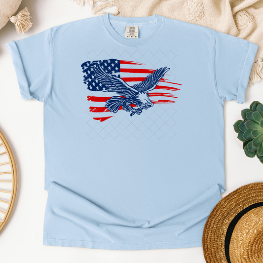 American Battle Torn Flag Bald Eagle Transfer