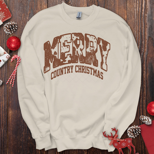 Merry Country Christmas Brown Transfer