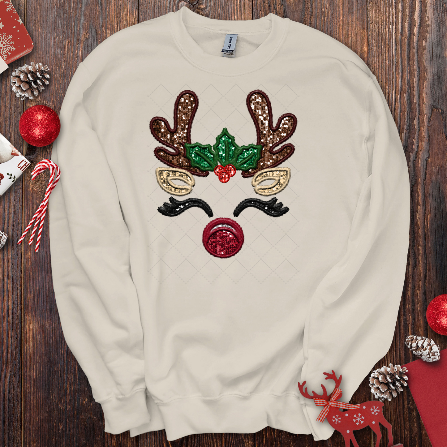 Faux Glitter Rudolph  Transfer