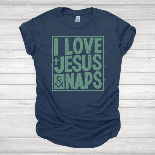 I Love Jesus & Naps Framed Sage Transfer