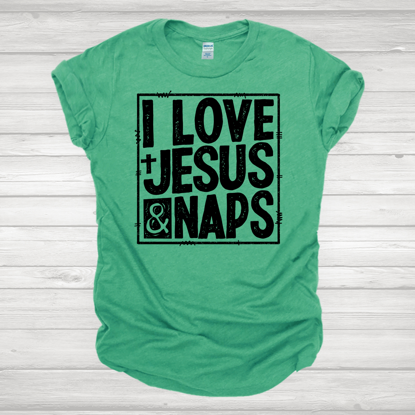 I Love Jesus & Naps Framed Blk Transfer