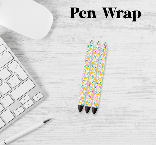 Floral Lemon Pen Wrap Transfer