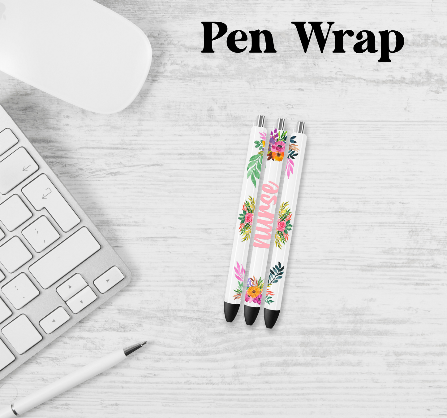 Floral Nurse Pen Wrap Transfer