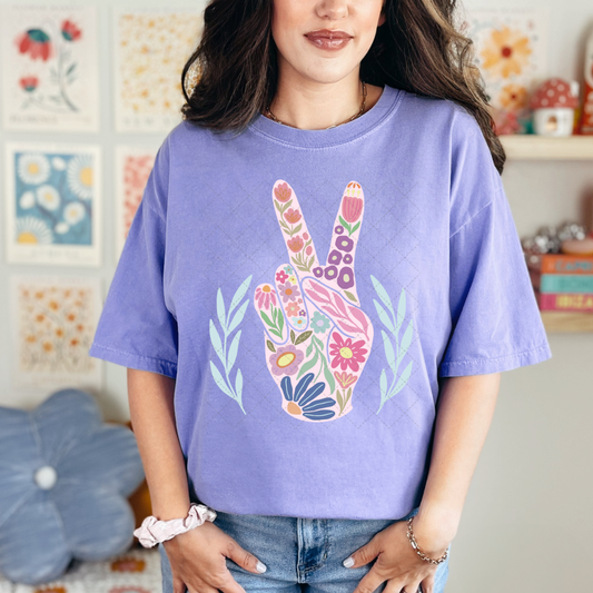 Floral Peace Hand Sign Transfer