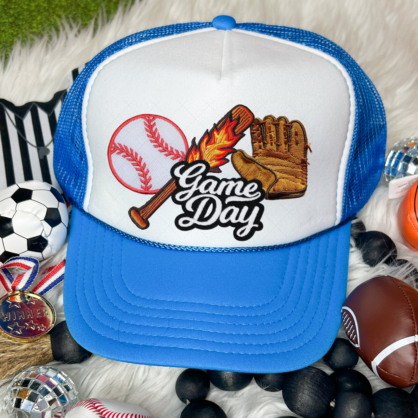 Game Day Baseball Faux Embroidery Transfer