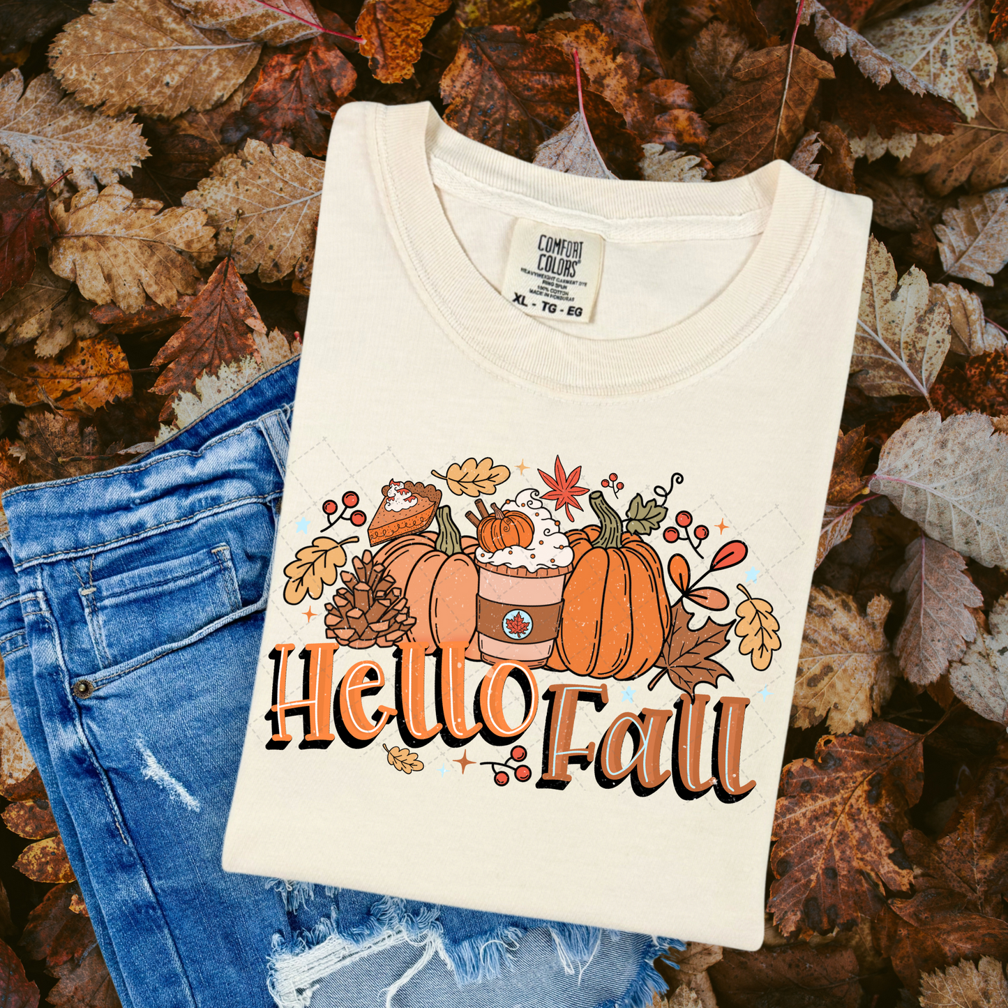 Hello Fall Pumpkins & Lattes Transfer