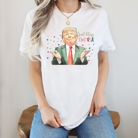 God Bless The USA Watercolor Trump Transfer