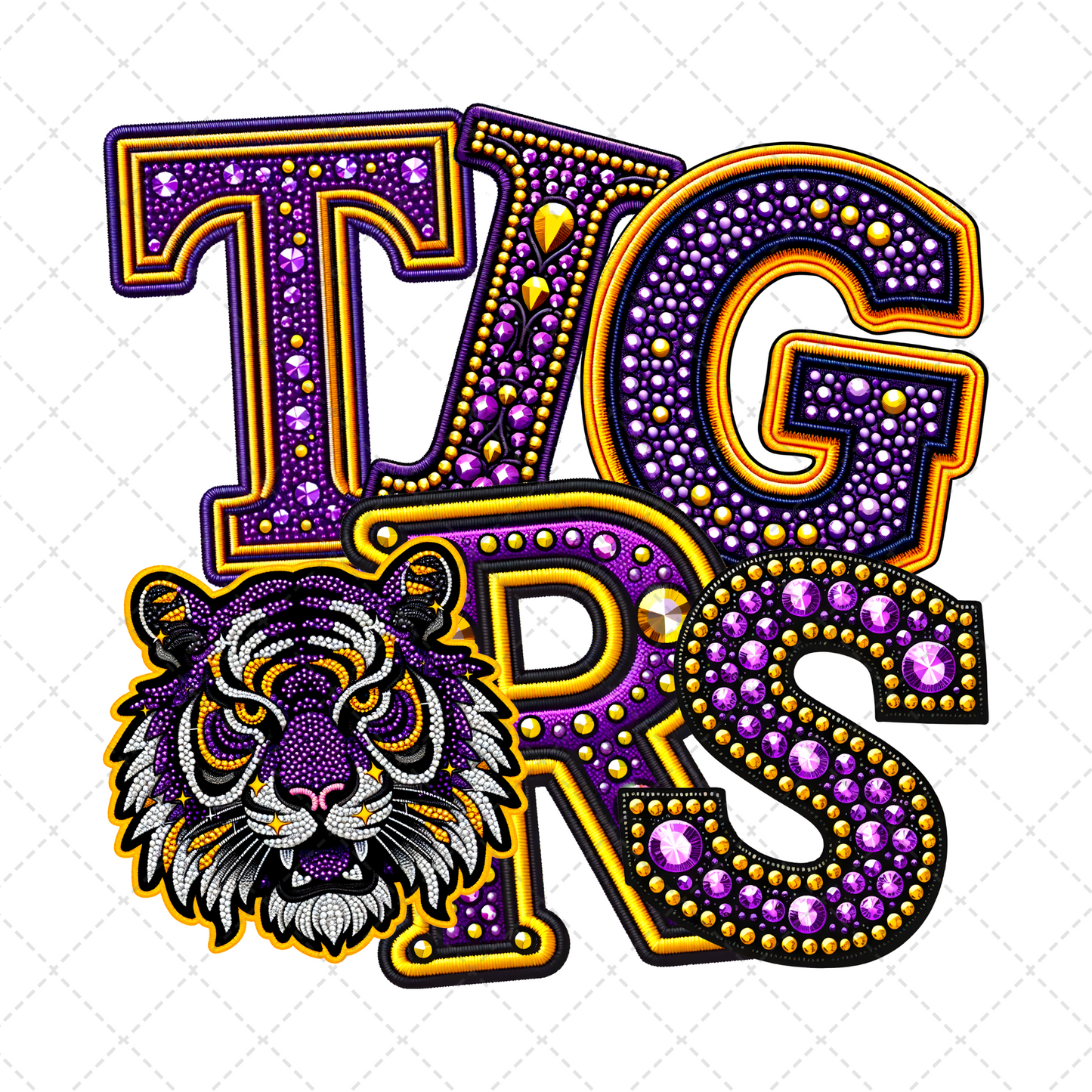 Gold Purple Tigers Transfer