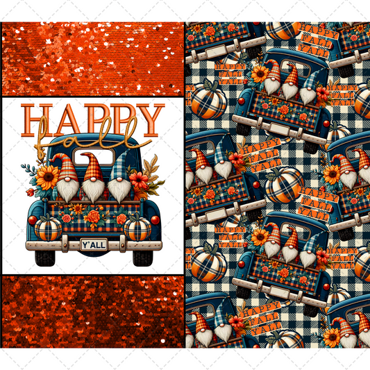 Happy Fall Y'all Tumbler Wrap - Sublimation Transfer