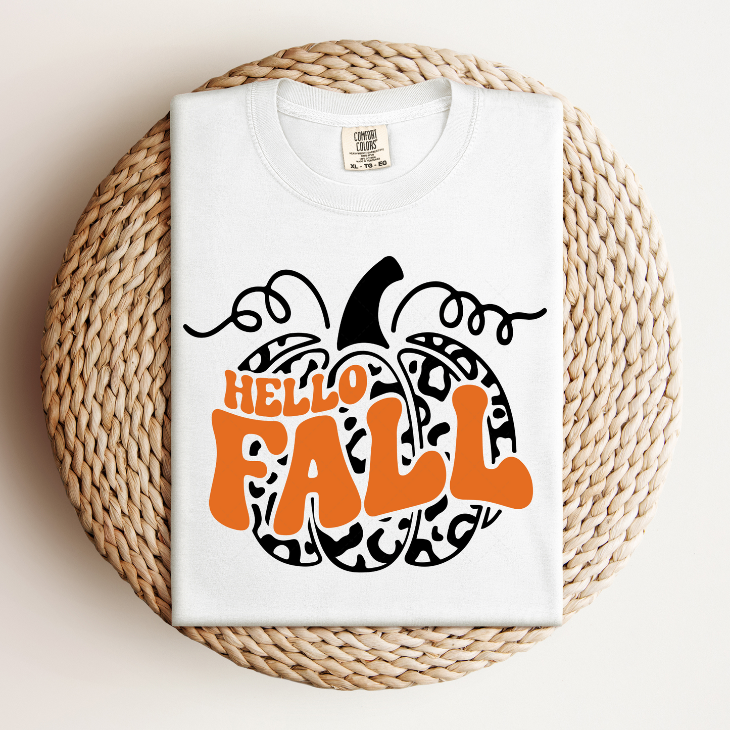 Hello Fall Leopard Pumpkin Transfer