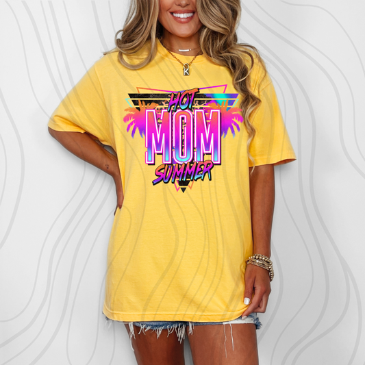 Hot Mom Summer Neon Retro Transfer