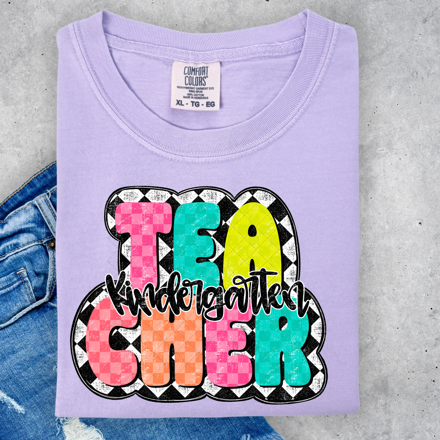 Kindergarten Teacher Checkered Transfer