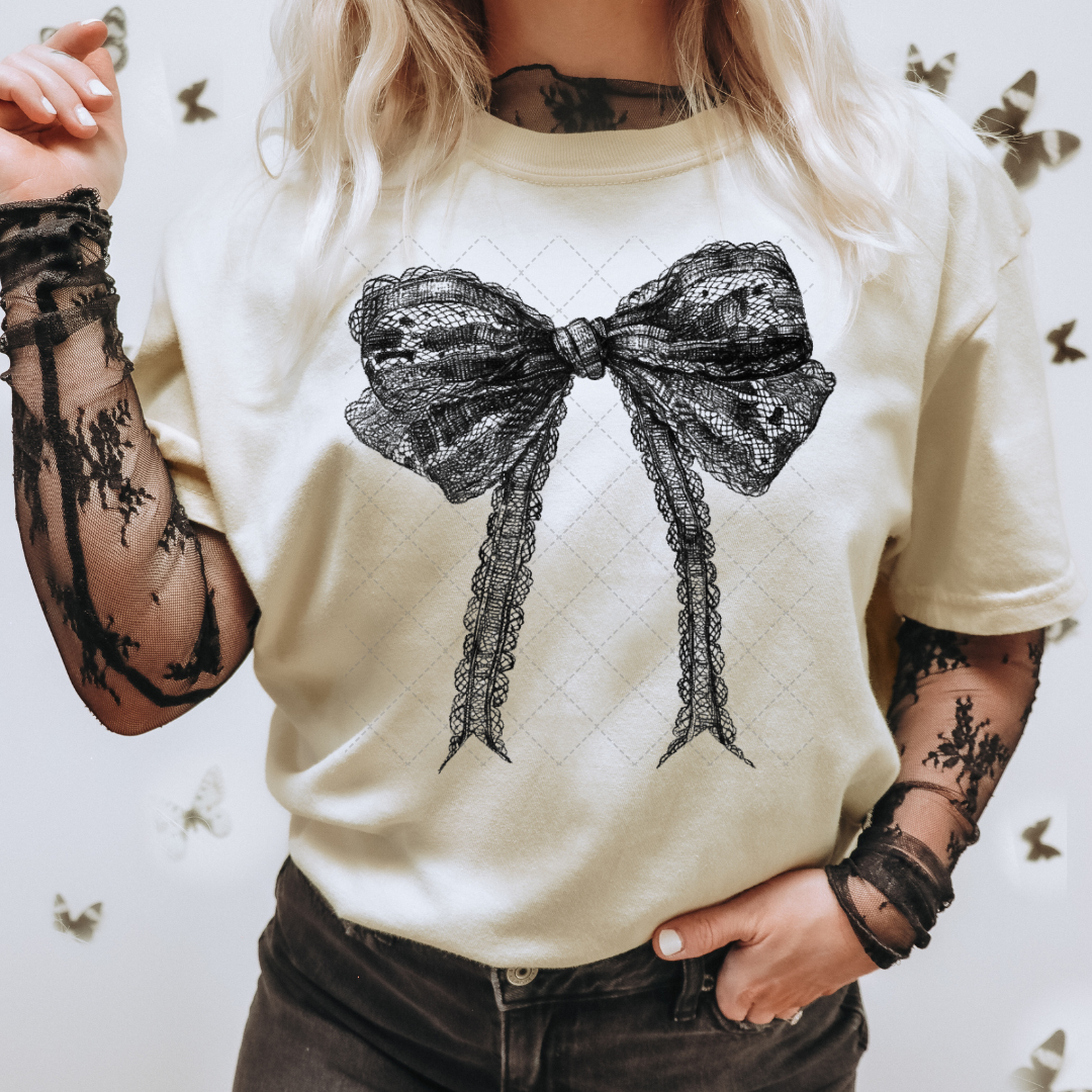 Lace Black Bow Transfer