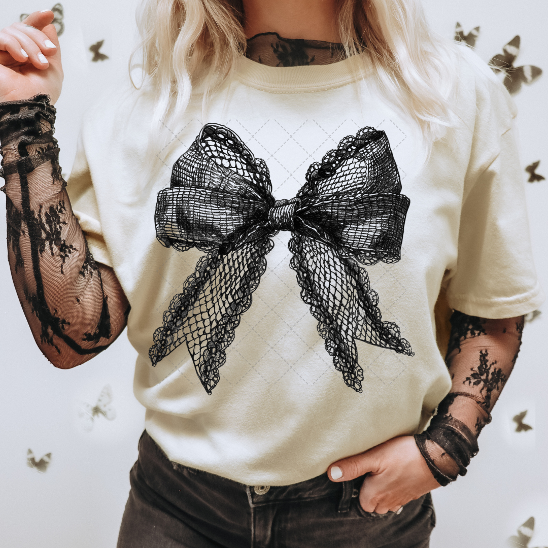 Lace Bow Black Transfer