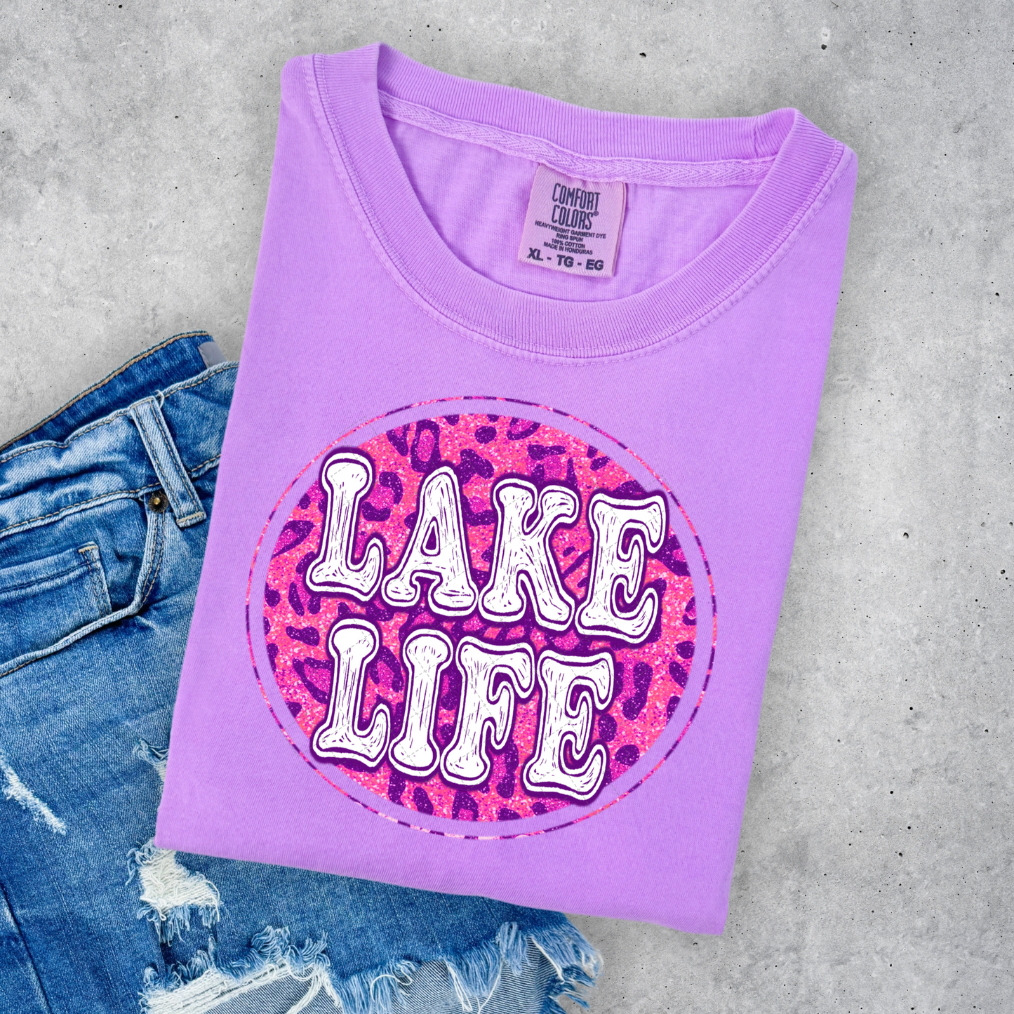 Lake Life Pink Circle Cheetah Transfer