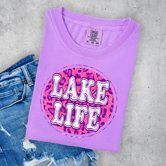 Lake Life Pink Circle Cheetah Transfer