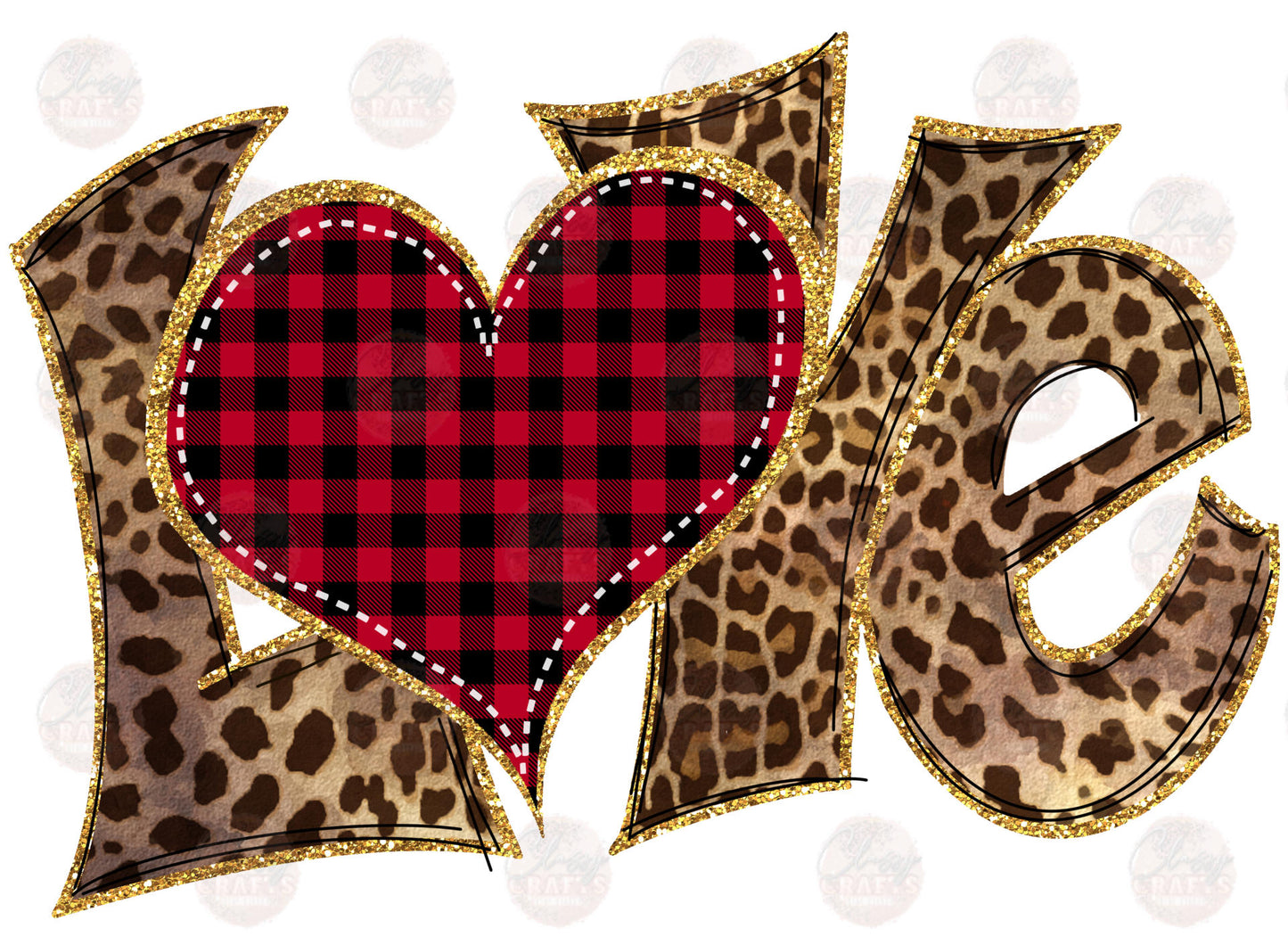 Leopard Love With Buffalo Plaid Heart Transfer